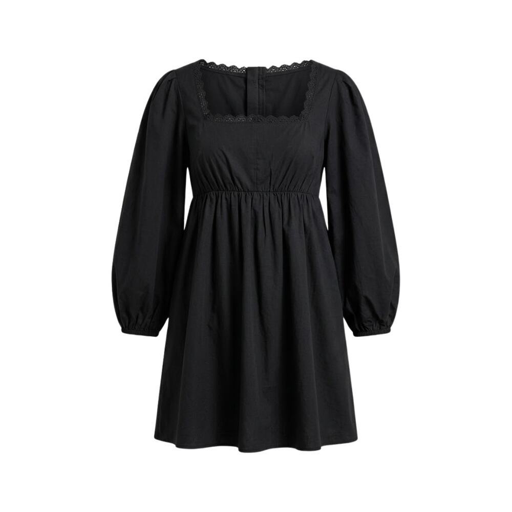 POMANDER PLACE Black Jenny Babydoll Dress Puff Sleeves Size S NWT